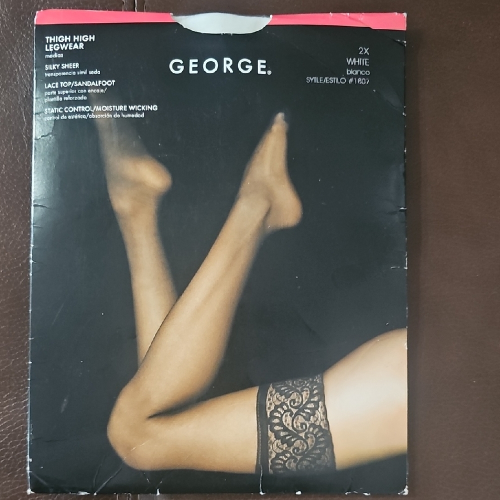 George White Lace Thigh High Stockings